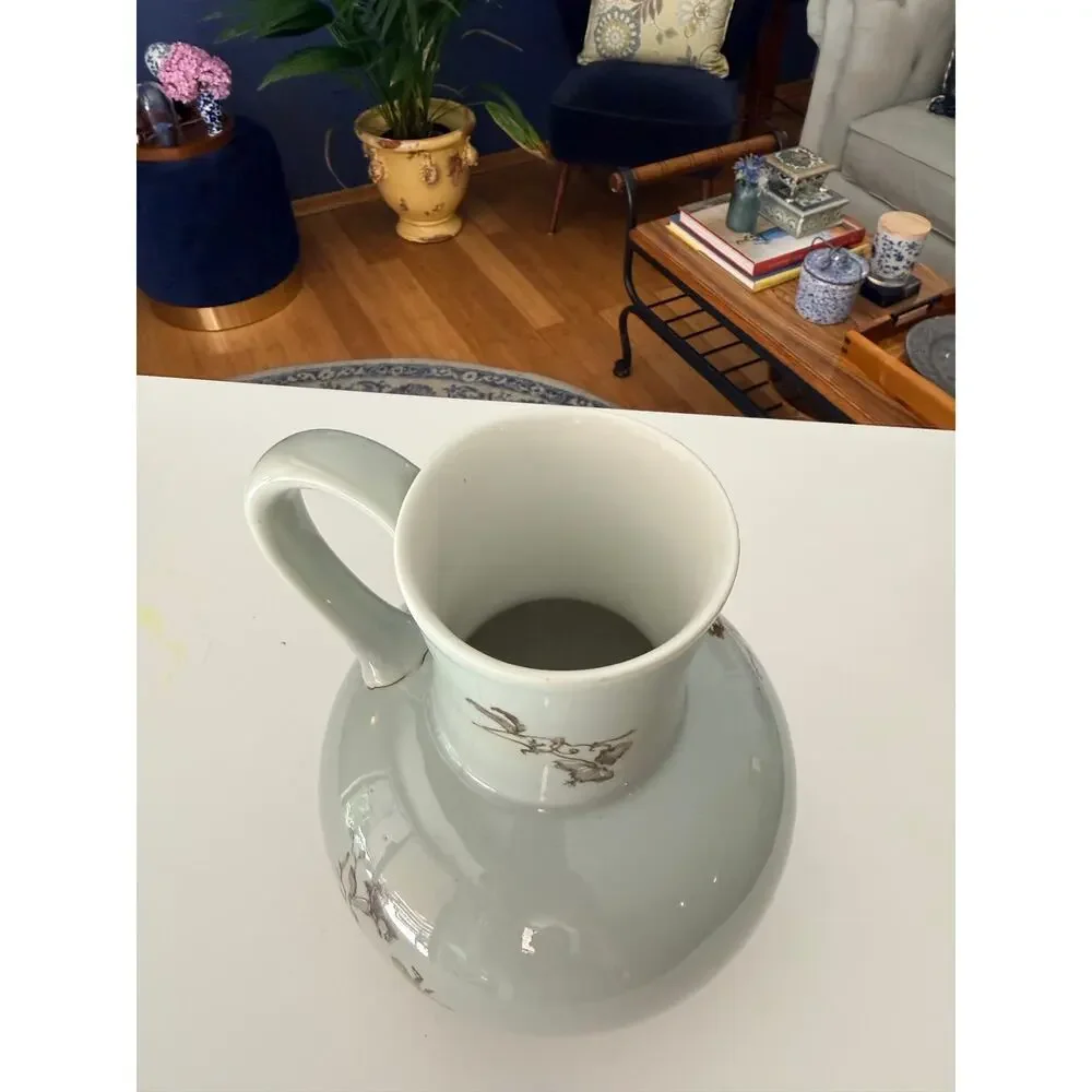 Antique Haviland Limoges Pitcher Aesthetic Movement Butterfly Floral 1880s Jug